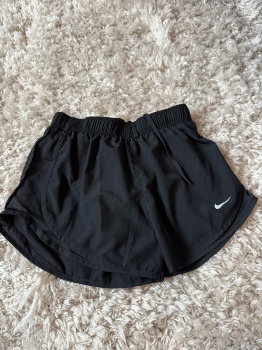 Nike Black Women's Athletic Running Shorts with White Swoosh